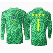 Brasilien Alisson Becker #1 Målvakt Hemmatröja Copa America 2024 Långa ärmar